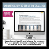 Parallel Structure Grammar Escape Room Digital Activity, Google Slides, and Quiz