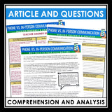 Nonfiction Reading Comprehension Article and Activities - Communication
