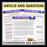 Nonfiction Reading Comprehension Article and Activities - Psychic Mediums