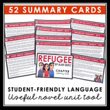 Refugee Chapter Summaries - Plot Summary Cards for Alan Gratz's Novel