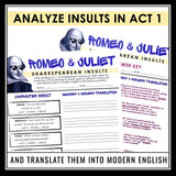 Romeo and Juliet Activity - Shakespeare Insult Battle Montagues vs Capulets Game