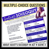 Romeo and Juliet Activity - Juliet's Soliloquy Analysis Mystery Word Challenge