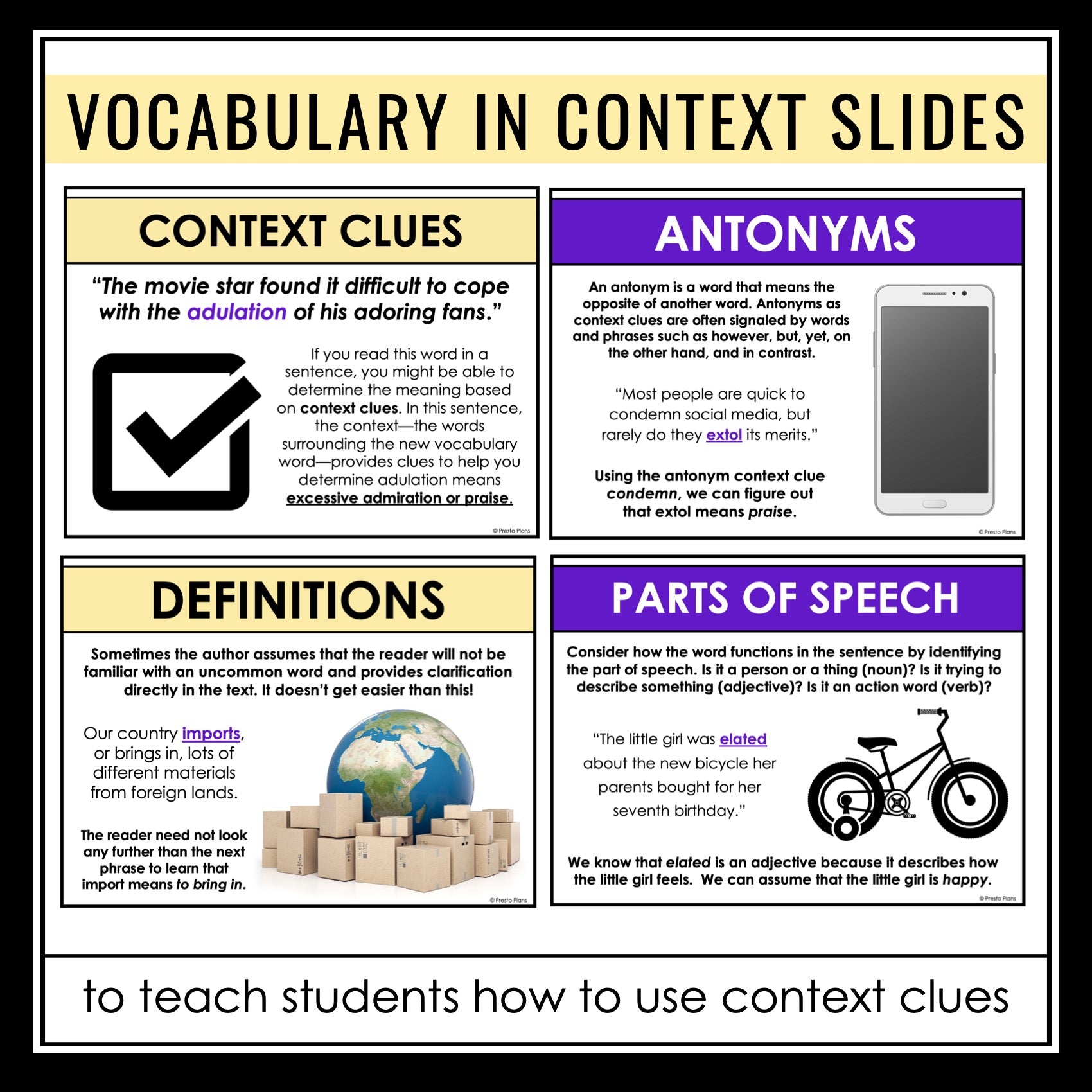 Romeo and Juliet by Shakespeare Vocabulary Booklet, Presentation