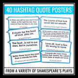 Shakespeare Posters - Hashtag Quotes Bulletin Board Display Decor and Assignment