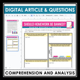 Nonfiction Reading Comprehension Digital Article and Activities - Homework