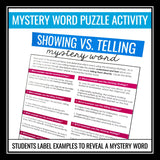 Showing vs. Telling Writing Descriptive Strategy Presentation and Activities