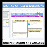 Nonfiction Reading Comprehension Digital Article & Activities - Social Media