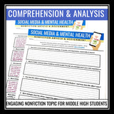 Nonfiction Article & Assignment - Social Media & Mental Health Reading Activity