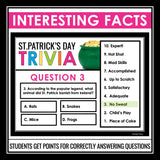 St. Patrick's Day Trivia Game - Classroom Competition Interactive Holiday Game