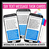 Comma Task Cards Activity and Poster - Correcting Comma Errors in Text Messages