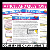 Nonfiction Reading Comprehension Article and Activities - The Human Body
