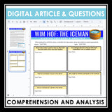 Nonfiction Reading Comprehension Digital Article & Activities - Wim Hof Iceman
