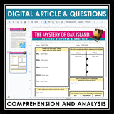 Oak Island Mystery Nonfiction Reading Comprehension Digital Article & Activities