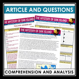 Oak Island Mystery Nonfiction Reading Comprehension Article and Activities
