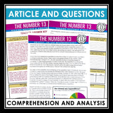 Nonfiction Reading Comprehension Article and Activities - The Number 13