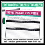 The Westing Game Activity - Jury Speech Creative Novel Study Reading Response