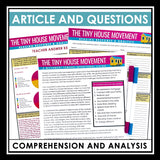 Nonfiction Reading Comprehension Article and Activities - Tiny House Movement
