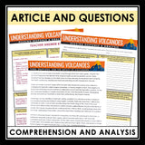 Nonfiction Reading Comprehension Article and Activities - Volcanoes