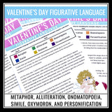 Valentine's Day Figurative Language Stories Assignments - Literary Devices