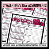Valentine's Day Figurative Language in Love Songs - Music Lyrics Assignments