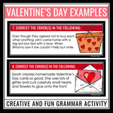 Valentine's Day Grammar Activity - Editing Grammar Errors Holiday Task Cards