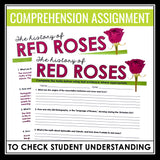 Valentine's Day Reading Comprehension Article & Assignment - Red Roses