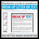 Valentine's Day Writing Assignment - Writing a Break Up Letter or Text - Digital