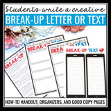 Valentine's Day Writing Assignment - Writing a Break Up Letter or Text Message
