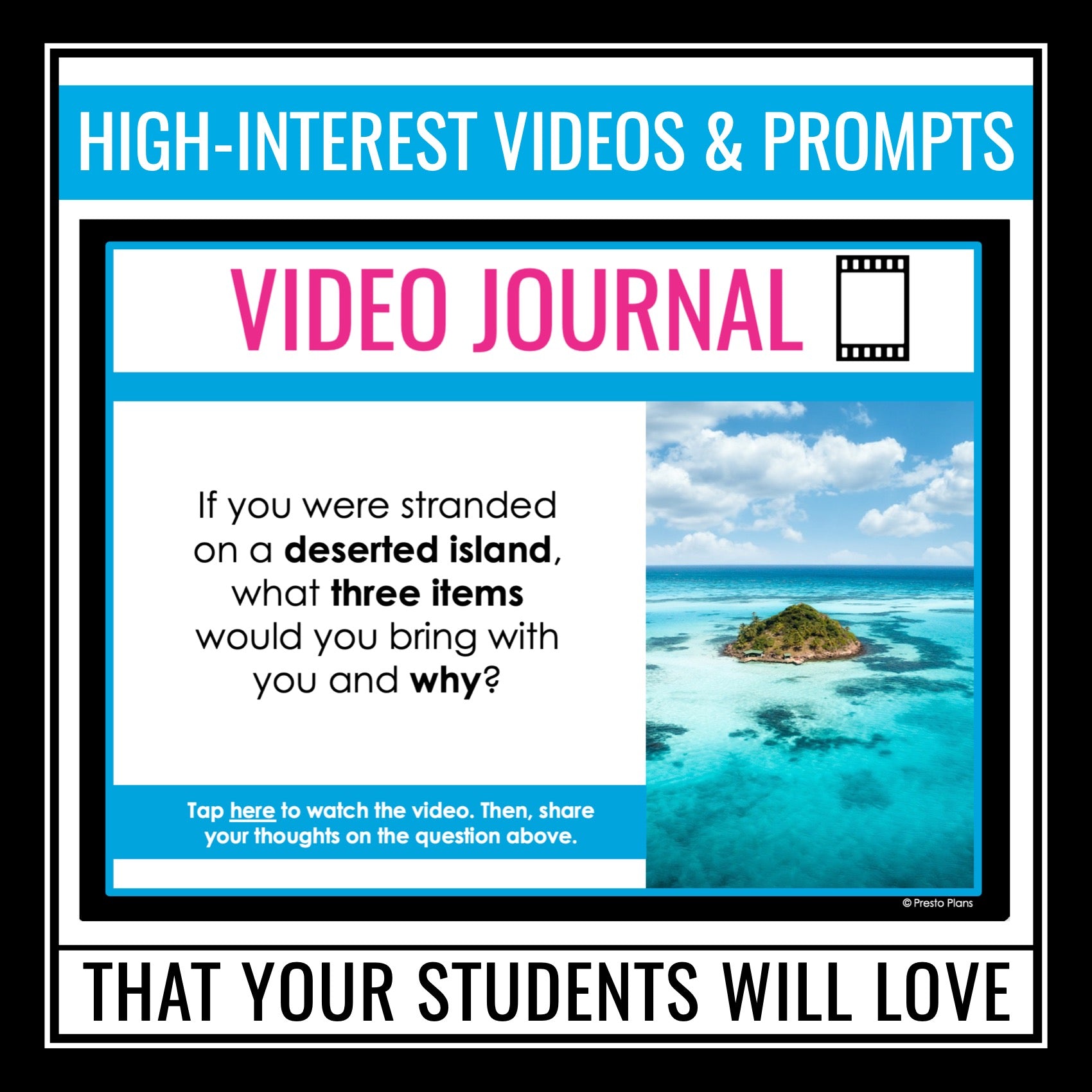 Video Journal Writing Prompts - Video Clip Opinion & Personal