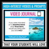 Video Journal Writing Prompts - Video Clip Opinion & Personal Writing Grades 3-6
