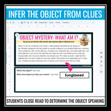 Inference Activity: What Am I? Mystery Object Task Cards Digital Reading Game