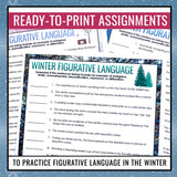 Winter Figurative Language Assignments - Literary Devices Activity