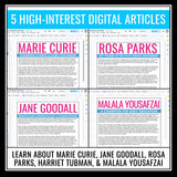 Women’s History Month Digital Reading Comprehension: 5 Articles & Assignments
