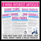Women’s History Month Reading Comprehension Bundle: 5 Articles & Assignments
