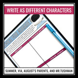 Wonder Character Assignment - Giving Advice to August in R.J. Palacio's Novel