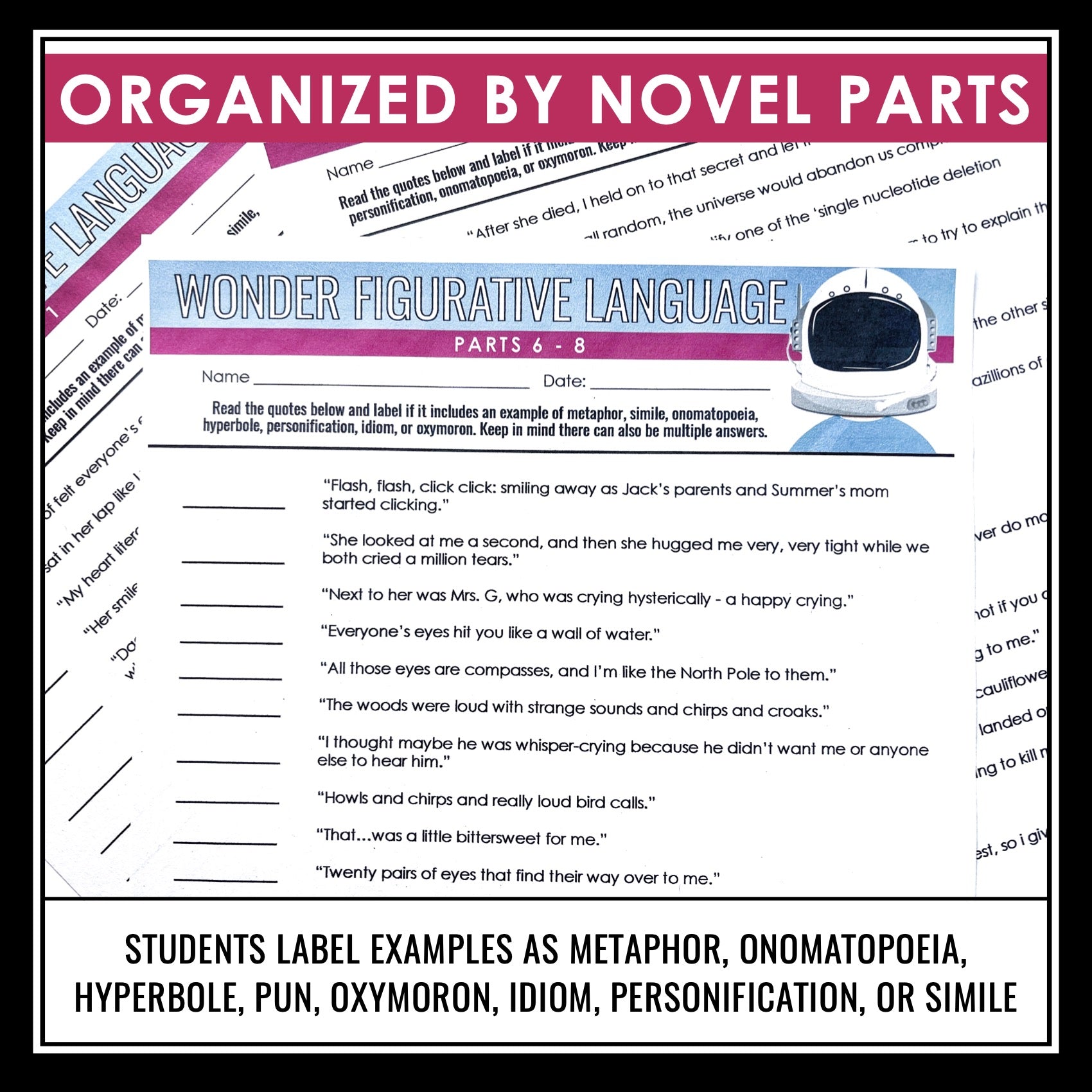 Wonder by R.J. Palacio Figurative Language Assignments and Answer 
