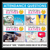 Would You Rather Attendance Questions or Bell Ringers Slides - Back to School