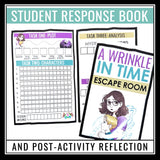 A Wrinkle in Time Escape Room Review Activity for Madeleine L'Engle's Novel