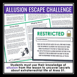Allusion Introduction Presentation and Escape Room Reading Challenge Activity