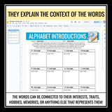 Back to School Digital Activity - Alphabet Introduction First Day Icebreaker