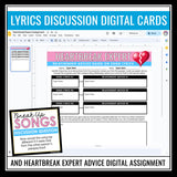 Valentine’s Day Poetry Assignments - Break Up Songs Analysis Activities Digital
