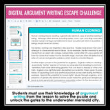 Argument Writing Introduction and Digital Escape Room Essay Reading Activity