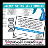 Argument Writing Introduction & Argumentative Essay Escape Room Reading Activity