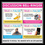 Attendance Questions or Daily Bell Ringers - True or False Questions