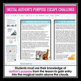 Author's Purpose Introduction Slides and Digital Escape Room Reading Activity