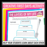 Back to School Activity - Cake Layers Get to Know You First Days Assignment