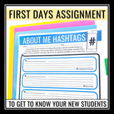 Back to School Activity - Hashtags Get to Know You First Day Creative Assignment