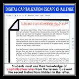 Capitalization Escape Room Punctuation Digital Activity, Google Slides, and Quiz