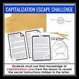 Capitalization Escape Room Punctuation Practice Activity, Presentation, and Quiz