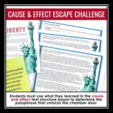Cause and Effect Presentation & Nonfiction Escape Room Reading Activity